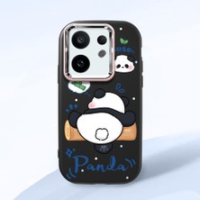 HONTINGA Vivo X200 Fe ile Uyumlu Kılıfı Kamera Korumalı Düşüme Önleyici Basitlik Siyah Yumuşak Silikon Telefon Kılıfı Panda Desenli K4-0037