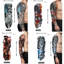 Airbrush Tattoo Renkli Tarz 4 Adet Birden Tam Kol Kaplama 1 Hafta Kalıcı Geçici Dövme Seti