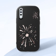 HONTINGA Samsung Galaxy A50S ile Uyumlu Kılıfı Kamera Korumalı Düşüme Önleyici Basitlik Siyah Yumuşak Silikon Telefon Kılıfı Fişek Desenli K4-0038