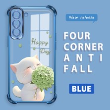 HONTINGA Samsung Galaxy S21 Fe 5g ile Uyumlu Şeffaf Kılıfı Düşüme Önleyici Basitlik Anti Düşme Kamera Korumali Kedi Desen Yumuşak Silikon Telefon Kılıfı Kadın ve Erkek Için Uygundur K3-0040