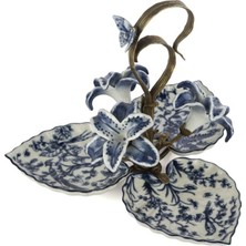 Mikasa Moor Mavi Bronz Kuş Çiçek Desenli 3lü Sunumluk 30X26CM