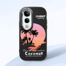 HONTINGA Vivo V50 Lite ile Uyumlu Kılıfı Kamera Korumalı Düşüme Önleyici Basitlik Siyah Yumuşak Silikon Telefon Kılıfı Manzara Desenli K4-0046