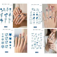 Airbrush Tattoo Macera Tarz 4 Adet Birden Yarı Kalıcı Minimal Parmak ve El Üstü Aylık Geçici Dövmeler