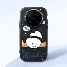 HONTINGA Vivo X200 Pro ile Uyumlu Kılıfı Kamera Korumalı Düşüme Önleyici Basitlik Siyah Yumuşak Silikon Telefon Kılıfı Panda Desenli K4-0037