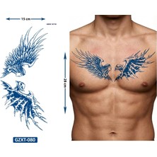 Airbrush Tattoo Büyük Boy 3 Adet Birden Yarı Kalıcı Kanat Bel Sırt Dövmesi Aylık Set 4