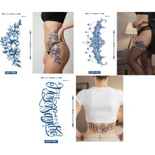 Airbrush Tattoo Büyük Boy 3 Adet Birden Yarı Kalıcı Kanat Bel Sırt Dövmesi Aylık Set 6