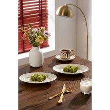 Porsima 4460 Burçak Porselen Kayık Tabak Seti - Oval Kahvaltılık Sunumluk Seti 20CM