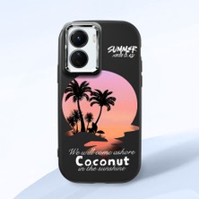 HONTINGA Vivo Y02S ile Uyumlu Kılıfı Kamera Korumalı Düşüme Önleyici Basitlik Siyah Yumuşak Silikon Telefon Kılıfı Manzara Desenli K4-0046