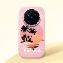HONTINGA Vivo X200 Pro ile Uyumlu Kılıfı Kamera Korumalı Düşüme Önleyici Basitlik Pembe Yumuşak Silikon Telefon Kılıfı Manzara Desenli K4-0046