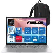 Asus Vivobook M3407GA Amd Ryzen Aı 7 445 Aı 64GB Ddr5 2tb SSD 14.0-Inch, Wuxga (1920 x 1200) OLED 0.2ms 300NITS WIN11PRO Taşınabilir Bilgisayar WSF013P24+ZETTAÇANTA