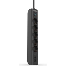  ipw-44tu 5 li 3usb + typ-c akım korumalı led tuşlu priz 1.5 metre siyah