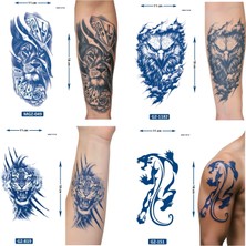 Airbrush Tattoo Yarı Kalıcı 4 Adet Birden Geçici Dövme 18X11 cm Aylık Kalıcı Set 14