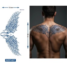 Airbrush Tattoo Büyük Boy 3 Adet Birden Yarı Kalıcı Kanat Bel Sırt Dövmesi Aylık Set 1