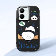 HONTINGA Vivo Y27 ile Uyumlu Kılıfı Kamera Korumalı Düşüme Önleyici Basitlik Siyah Yumuşak Silikon Telefon Kılıfı Panda Desenli K4-0037