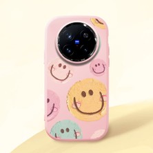 HONTINGA Vivo X200 Pro ile Uyumlu Kılıfı Kamera Korumalı Düşüme Önleyici Basitlik Pembe Yumuşak Silikon Telefon Kılıfı Gülümseme Desenli K4-0043