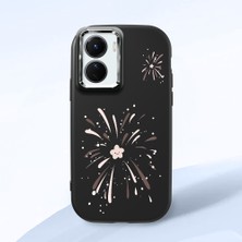 HONTINGA Vivo Y02S ile Uyumlu Kılıfı Kamera Korumalı Düşüme Önleyici Basitlik Siyah Yumuşak Silikon Telefon Kılıfı Fişek Desenli K4-0038