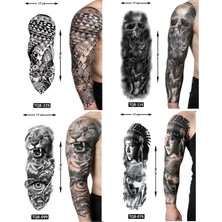 Airbrush Tattoo Bilge Tarz 4 Adet Birden Tam Kol Kaplama 1 Hafta Kalıcı Geçici Dövme Seti