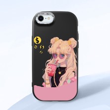 HONTINGA iPhone 8 ile Uyumlu Kılıfı Kamera Korumalı Düşüme Önleyici Basitlik Siyah Yumuşak Silikon Telefon Kılıfı Güzel Kız Desenli K4-0045