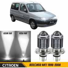 ŞüsCarOto Aksesuar Citroen Berlingo Mk1 1996-2008 Uyumlu Mercekli Far Ampulü LED Xenon Beyaz Renk Far Şimşek Etkili Csp LED Lamba Uzun Kısa 2 Adet Takım