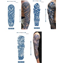 Airbrush Tattoo Tam Kol Kaplama 3 Adet Birden Yarı Kalıcı Geçici Dövme Aylık Set 3