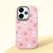 HONTINGA Xiaomi Redmi 13X ile Uyumlu Kılıfı Kamera Korumalı Düşüme Önleyici Basitlik Pembe Yumuşak Silikon Telefon Kılıfı Köpek Desenli K4-0040