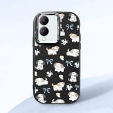 HONTINGA Vivo Y28 ile Uyumlu Kılıfı Kamera Korumalı Düşüme Önleyici Basitlik Siyah Yumuşak Silikon Telefon Kılıfı Köpek Desenli K4-0040