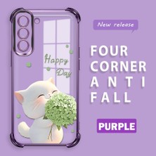 HONTINGA Samsung Galaxy S21 Fe 5g ile Uyumlu Şeffaf Kılıfı Düşüme Önleyici Basitlik Anti Düşme Kamera Korumali Kedi Desen Yumuşak Silikon Telefon Kılıfı Kadın ve Erkek Için Uygundur K3-0040