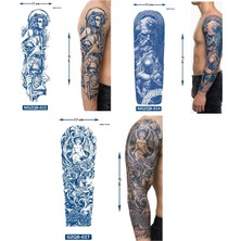 Airbrush Tattoo Tam Kol Kaplama 3 Adet Birden Yarı Kalıcı Geçici Dövme Aylık Set 7