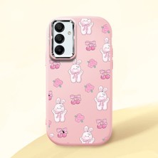 HONTINGA Samsung Galaxy A15 ile Uyumlu Kılıfı Kamera Korumalı Düşüme Önleyici Basitlik Pembe Yumuşak Silikon Telefon Kılıfı Köpek Desenli K4-0040