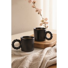 Keramika Mat Siyah Inci Kupa 8 cm 2 Adet 956