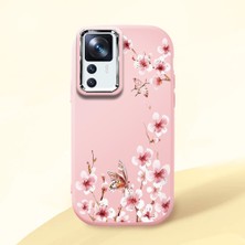 HONTINGA Xiaomi Mi 12T ile Uyumlu Kılıfı Kamera Korumalı Düşüme Önleyici Basitlik Pembe Yumuşak Silikon Telefon Kılıfı Dal Desenli K4-0044