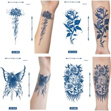 Airbrush Tattoo Yarı Kalıcı 4 Adet Birden Geçici Dövme 18X11 cm Aylık Kalıcı Set 7