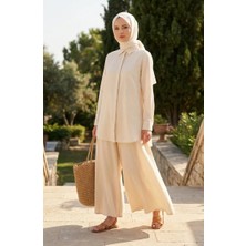 Sefa Merve Şile Bezi Pantolon Etek 0500-09 Krem