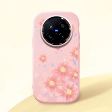 HONTINGA Vivo X200 Pro ile Uyumlu Kılıfı Kamera Korumalı Düşüme Önleyici Basitlik Pembe Yumuşak Silikon Telefon Kılıfı Çiçek Desenli K4-0041