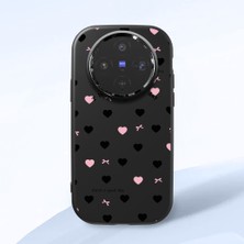 HONTINGA Vivo X300 ile Uyumlu Kılıfı Kamera Korumalı Düşüme Önleyici Basitlik Siyah Yumuşak Silikon Telefon Kılıfı Kalp Desenli K4-0039