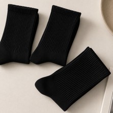 Sky Socks 8'li Ekonomik Paket Siyah Pamuklu Unisex Tenis Çorap Seti