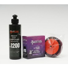 Plus Car Pluscar Tekli Başlangıç Ağır Kesim Seti: As 1200 Kalın Pasta (250 Ml) + Pc 1500 Premium Bordo Sünger