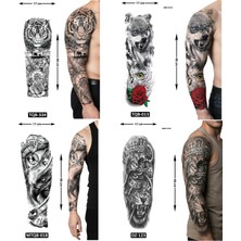Airbrush Tattoo  Vahşi Tarz 4 Adet Birden Tam Kol Kaplama 1 Hafta Kalıcı Geçici Dövme Seti