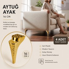 Badem10 Aytuğ Lazio 16 cm Altın Mobilya Ayağı 4 Adet Sert Plastik Koltuk Kanepe Dolap Ayağı Seti