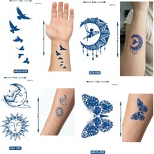 Airbrush Tattoo Küçük Boy 4 Adet Birden Yarı Kalıcı Geçici Dövme 1 Ay Kalıcı Dövmeler Set4