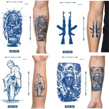 Airbrush Tattoo Yarı Kalıcı 4 Adet Birden Geçici Dövme 18X11 cm Aylık Kalıcı Set 32
