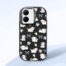 HONTINGA Vivo Y27 ile Uyumlu Kılıfı Kamera Korumalı Düşüme Önleyici Basitlik Siyah Yumuşak Silikon Telefon Kılıfı Köpek Desenli K4-0040