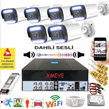 Bises 6 Lı Sesli Araç Insan Yüz Tanımalı Hareket Algılayan 5 Mp Lens 12 Warm LED Gece Renkli Kamera Seti 312WS