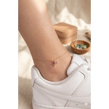 925 Ayar Gümüş Papatya Silver Minimal Taşlı Ruby Kuş Halhal.rose.gold.rodaj Renk Seçeneğiyle