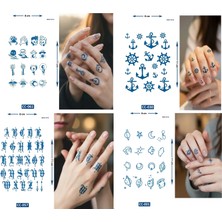 Airbrush Tattoo Aykırı Tarz 4 Adet Birden Yarı Kalıcı Minimal Parmak ve El Üstü Aylık Geçici Dövmeler