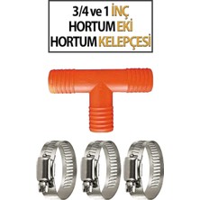 Trend Hause 3/4 - 1'inç T Hortum Eki ve 3 Adet Kelepçe