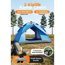 Auhma Outdoor AC6634 Otomatik Kamp Çadırı Mavi 200X150X120 cm Çift Katmanlı Su Geçirmez 3 Saniyede Kurulum Kamp Çadırı