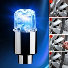 Ozcmax Araç ve Bisiklet Için 2’li Mavi LED Hava Valfi Işık Kapakları–gece Parlayan Lastik Lambası Sibop Kapağıı