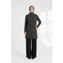 Sefa Merve Buble Kumaş Rahat Kesim Tunik 0506-03 Siyah