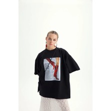 Hai Collection Kadın Vintage Efektli Oversize Tişört Şık Günlük Kombin